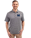 Michigan Wolverines Alumni Cutter & Buck Forge Eco Double Stripe Stretch Recycled Mens Polo Navy Blue/White Front Thumbnail Image
