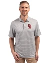 Oklahoma Sooners Alumni (Patterns BL&EG) Cutter & Buck Forge Eco Double Stripe Stretch Recycled Mens Polo Polished/White Front Thumbnail Image