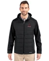 Alabama Crimson Tide College Vault Cutter & Buck Evoke Hybrid Eco Softshell Recycled Full Zip Mens Big & Tall Hooded Jacket Black Front Thumbnail Image