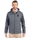 Alabama Crimson Tide College Vault Cutter & Buck Evoke Hybrid Eco Softshell Recycled Full Zip Mens Big & Tall Hooded Jacket Elemental Grey Front Thumbnail Image