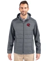 Kansas City Chiefs NFL Helmet Cutter & Buck Evoke Hybrid Eco Softshell Recycled Full Zip Mens Big & Tall Hooded Jacket Elemental Grey Front Thumbnail Image