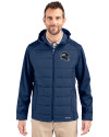 Seattle Seahawks NFL Helmet Cutter & Buck Evoke Hybrid Eco Softshell Recycled Full Zip Mens Big & Tall Hooded Jacket Navy Blue Front Thumbnail Image