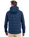 Denver Broncos Americana Cutter & Buck Evoke Hybrid Eco Softshell Recycled Full Zip Mens Big & Tall Hooded Jacket Navy Blue Back Thumbnail Image