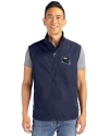 Denver Broncos NFL Helmet Cutter & Buck Charter Eco Full-Zip Mens Big & Tall Vest Navy Blue Front Thumbnail Image