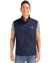 New England Patriots Americana Cutter & Buck Charter Recycled Packable Mens Big & Tall Full Zip Vest Navy Blue Front Thumbnail Image