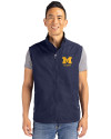 Michigan Wolverines Alumni Cutter & Buck Charter Eco Full-Zip Mens Big & Tall Vest Navy Blue Front Thumbnail Image