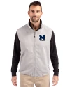 Michigan Wolverines Alumni Cutter & Buck Charter Eco Full-Zip Mens Big & Tall Vest Polished Medium Gray Front Thumbnail Image
