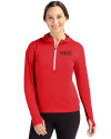 Texas Tech Red Raiders College Vault Cutter & Buck Daybreak Eco Recycled Womens Half Zip Hoodie Red Front Thumbnail Image