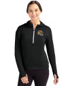 San Francisco 49ers NFL Helmet Cutter & Buck Daybreak Eco Recycled Womens Half Zip Hoodie Black Front Thumbnail Image
