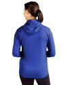 Kansas Jayhawks College Vault Cutter & Buck Daybreak Eco Recycled Womens Full Zip Hoodie Tour Blue Back Thumbnail Image