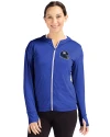 View image 4: New York Giants NFL Helmet Cutter & Buck Daybreak Recycled Womens Hooded Full Zip Tour Blue Front