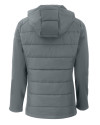 Nebraska Cornhuskers College Vault Cutter & Buck Evoke Hybrid Softshell Recycled Full Zip Womens Hooded Jacket Elemental Grey Mannequin Back Thumbnail Image