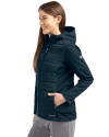 North Carolina Tar Heels Alumni Cutter & Buck Evoke Hybrid Softshell Recycled Full Zip Womens Hooded Jacket Navy Blue Side Thumbnail Image