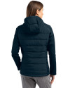North Carolina Tar Heels Alumni Cutter & Buck Evoke Hybrid Softshell Recycled Full Zip Womens Hooded Jacket Navy Blue Back Thumbnail Image