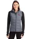 Clemson Tigers College Vault Cutter & Buck Evoke Hybrid Softshell Recycled Womens Full Zip Vest Elemental Grey Front Thumbnail Image