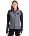 Chicago Bears NFL Helmet Cutter & Buck Evoke Hybrid Softshell Recycled Womens Full Zip Vest Elemental Grey Front Thumbnail Image