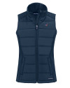 Carolina Panthers Americana Cutter & Buck Evoke Hybrid Softshell Recycled Womens Full Zip Vest Navy Blue Mannequin Thumbnail Image