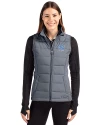 North Carolina Tar Heels Alumni Cutter & Buck Evoke Hybrid Softshell Recycled Womens Full Zip Vest Elemental Grey Front Thumbnail Image