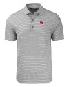 Nebraska Cornhuskers College Vault Cutter & Buck Forge Eco Heather Stripe Stretch Recycled Mens Polo Elemental Grey Heather Mannequin Thumbnail Image