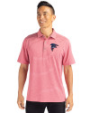 Atlanta Falcons Americana Cutter & Buck Forge Eco Heather Stripe Stretch Recycled Mens Polo Cardinal Red Heather Front Thumbnail Image