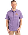 LSU Tigers Alumni Cutter & Buck Forge Eco Heather Stripe Stretch Recycled Mens Polo College Purple Heather Front Thumbnail Image