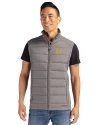 Michigan Wolverines College Vault Cutter & Buck Evoke Hybrid Softshell Recycled Mens Full Zip Vest Elemental Grey Front Thumbnail Image