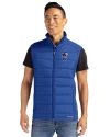 View image 7: Kansas Jayhawks College Vault Cutter & Buck Evoke Recycled Honeycomb Fleece Mens Hybrid Full Zip Vest Tour Blue Front