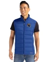 Los Angeles Rams NFL Helmet Cutter & Buck Evoke Hybrid Softshell Recycled Mens Full Zip Vest Tour Blue Front Thumbnail Image