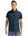 View image 1: Seattle Seahawks Americana Cutter & Buck Evoke Recycled Honeycomb Fleece Mens Hybrid Full Zip Vest Navy Blue Front