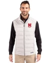 View image 4: Nebraska Cornhuskers Alumni Cutter & Buck Evoke Recycled Honeycomb Fleece Mens Hybrid Full Zip Vest CONCRETE Front