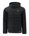 Louisville Cardinals College Vault Cutter & Buck Evoke Hybrid Softshell Recycled Full Zip Mens Hooded Jacket Black Mannequin Thumbnail Image