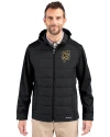 Grambling Tigers College Vault Cutter & Buck Evoke Hybrid Softshell Recycled Full Zip Mens Hooded Jacket Black Front Thumbnail Image