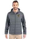 Grambling Tigers College Vault Cutter & Buck Evoke Hybrid Softshell Recycled Full Zip Mens Hooded Jacket Elemental Grey Front Thumbnail Image