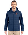 Auburn Tigers College Vault Cutter & Buck Evoke Hybrid Softshell Recycled Full Zip Mens Hooded Jacket Navy Blue Front Thumbnail Image