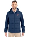 Tampa Bay Buccaneers Americana Cutter & Buck Evoke Hybrid Softshell Recycled Full Zip Mens Hooded Jacket Navy Blue Front Thumbnail Image