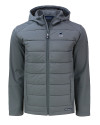 Penn State Nittany Lions Alumni Cutter & Buck Evoke Hybrid Softshell Recycled Full Zip Mens Hooded Jacket Elemental Grey Mannequin Thumbnail Image