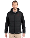 View image 1: Alabama Crimson Tide Alumni Cutter & Buck Evoke Recycled Honeycomb Fleece Mens Hybrid Full Zip Jacket Black Front
