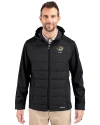 Missouri Tigers Alumni Cutter & Buck Evoke Hybrid Softshell Recycled Full Zip Mens Hooded Jacket Black Front Thumbnail Image