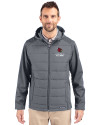 Louisville Cardinals Alumni Cutter & Buck Evoke Hybrid Softshell Recycled Full Zip Mens Hooded Jacket Elemental Grey Front Thumbnail Image