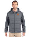 Clemson Tigers Alumni Cutter & Buck Evoke Hybrid Softshell Recycled Full Zip Mens Hooded Jacket Elemental Grey Front Thumbnail Image