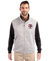 Texas A&M Aggies Alumni Cutter & Buck Charter Eco Recycled Mens Full-Zip Vest Polished Medium Gray Front Thumbnail Image