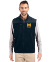 Michigan Wolverines Alumni Cutter & Buck Cascade Eco Fleece Mens Vest Navy Blue Front Thumbnail Image