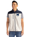 Michigan Wolverines Alumni Cutter & Buck Cascade Eco Fleece Mens Vest Shell/Navy Blue Front Thumbnail Image