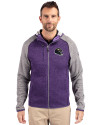 View image 4: Baltimore Ravens NFL Helmet Cutter & Buck Mainsail Sweater-Knit Mens Full Zip Hooded Jacket College Purple Heather/Polished Heather Front