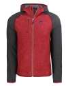 View image 3: Carolina Panthers Americana Cutter & Buck Mainsail Sweater-Knit Mens Full Zip Hooded Jacket Cardinal Red Heather/Charcoal Heather Mannequin