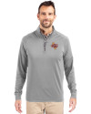 Midwestern State Mustangs Cutter & Buck Adapt Eco Knit Stretch Recycled Mens Big and Tall Quarter Zip Pullover Polished Medium Gray Front Thumbnail Image