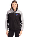 Boise State Broncos Cutter & Buck Charter Eco Recycled Womens Anorak Jacket Black/Polished Front Thumbnail Image