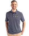 Utah State Aggies College Vault Cutter & Buck Pike Eco Symmetry Print Stretch Recycled Mens Polo Navy Blue/White Front Thumbnail Image