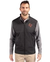 Midwestern State Mustangs Cutter & Buck Stealth Hybrid Quilted Mens Full Zip Windbreaker Jacket Black Front Thumbnail Image