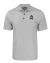 Utah State Aggies College Vault Cutter & Buck Pike Eco Tonal Geo Print Stretch Recycled Mens Polo Elemental Grey Mannequin Thumbnail Image
